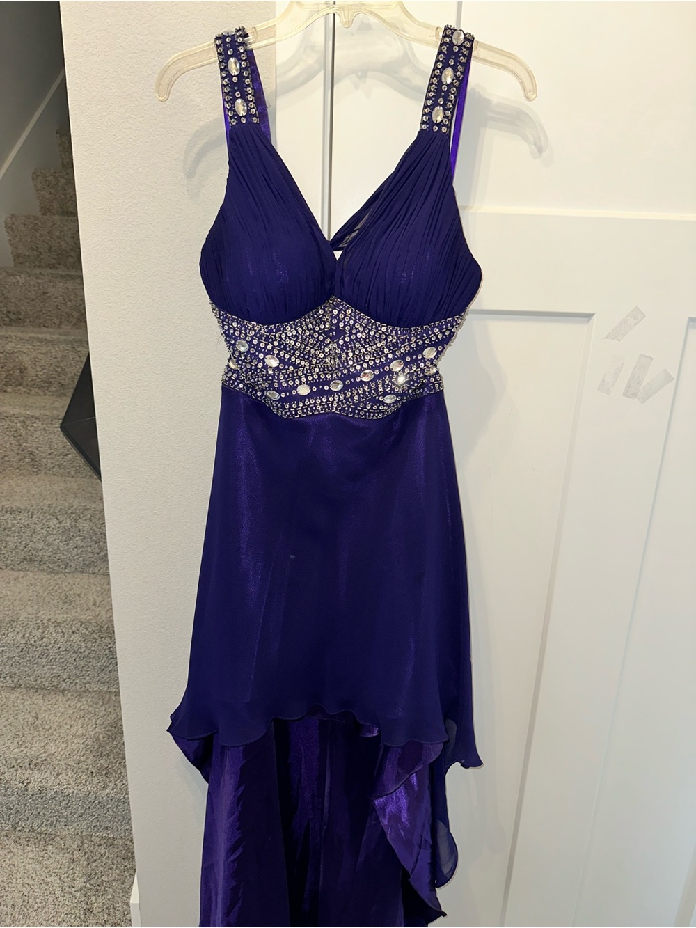Fiesta Purple High-Low Formal Prom Event Dress with Beaded Waist size M - Picture 10 of 16